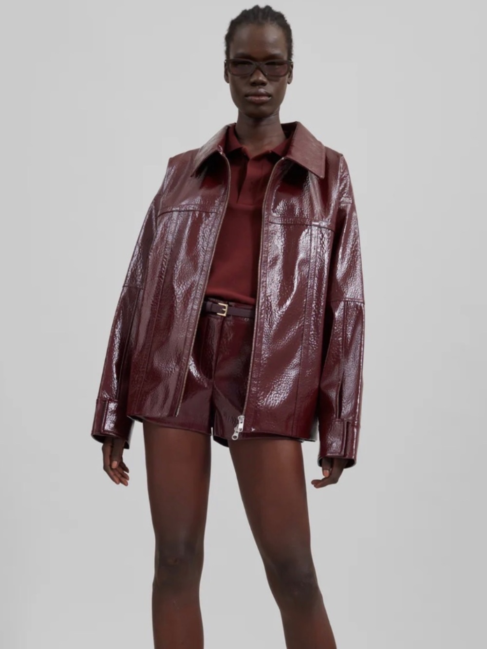 The Frankie Shop Arbor Crackled Faux Leather Jacket